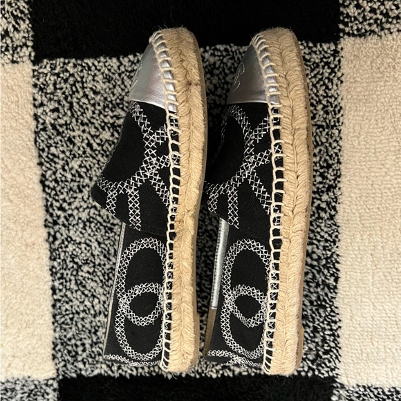 Chanel Black & Silver Tweed Espadrilles 37 - Picture 3 of 7